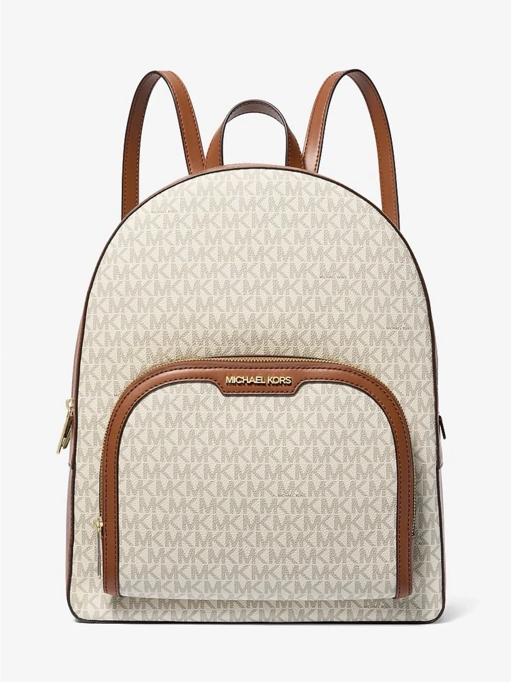 Michael Kors Cream and Brown Signature Backpack